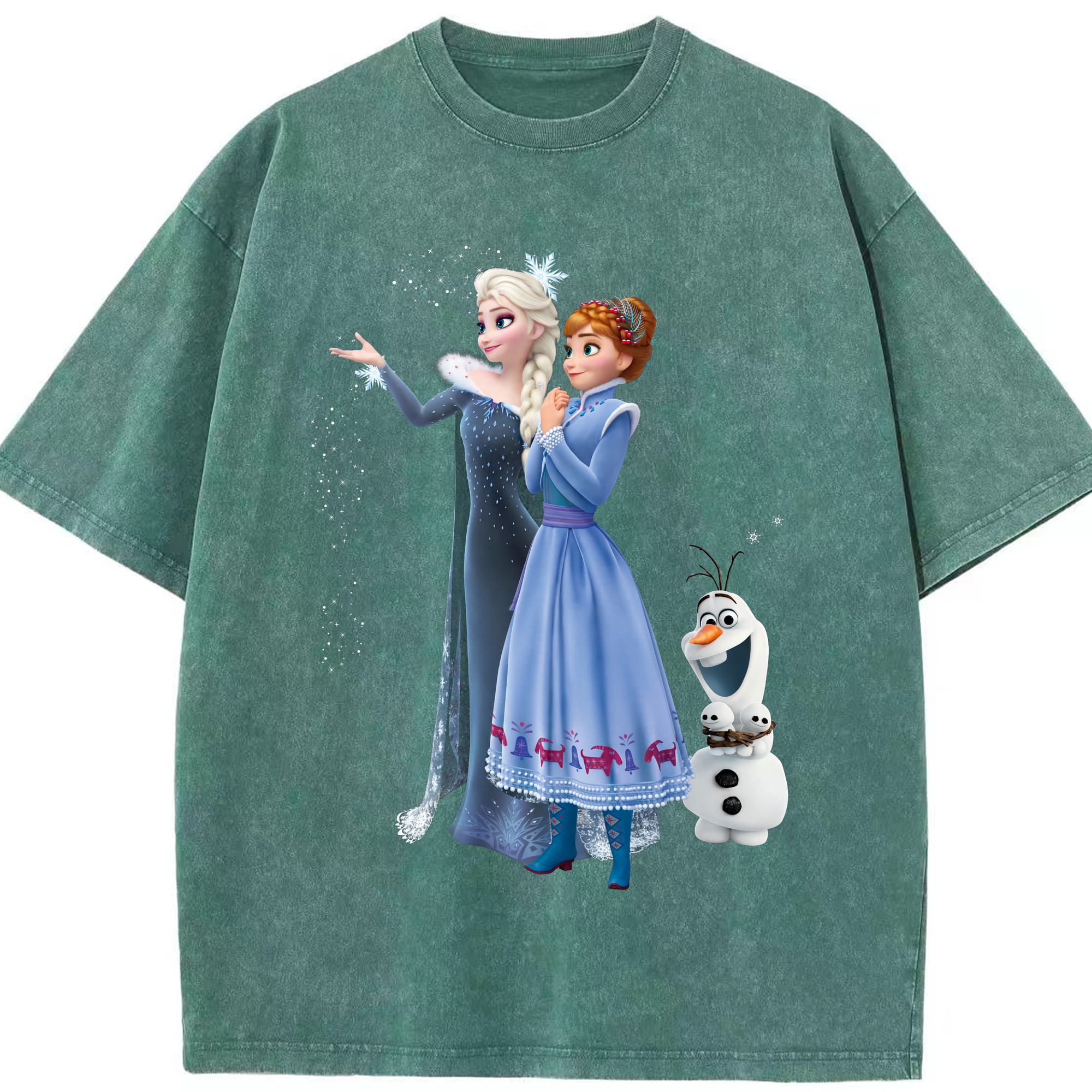 （画像用） アナと雪の女王 アンナ エルサ Frozen Anna Elsa 綿100% ヴィンテージ風 半袖Tシャツ（フロントプリント）
